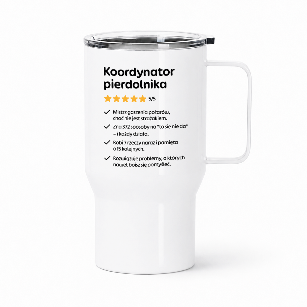 Kubek termiczny z nadrukiem "Koordynator pierdolnika"