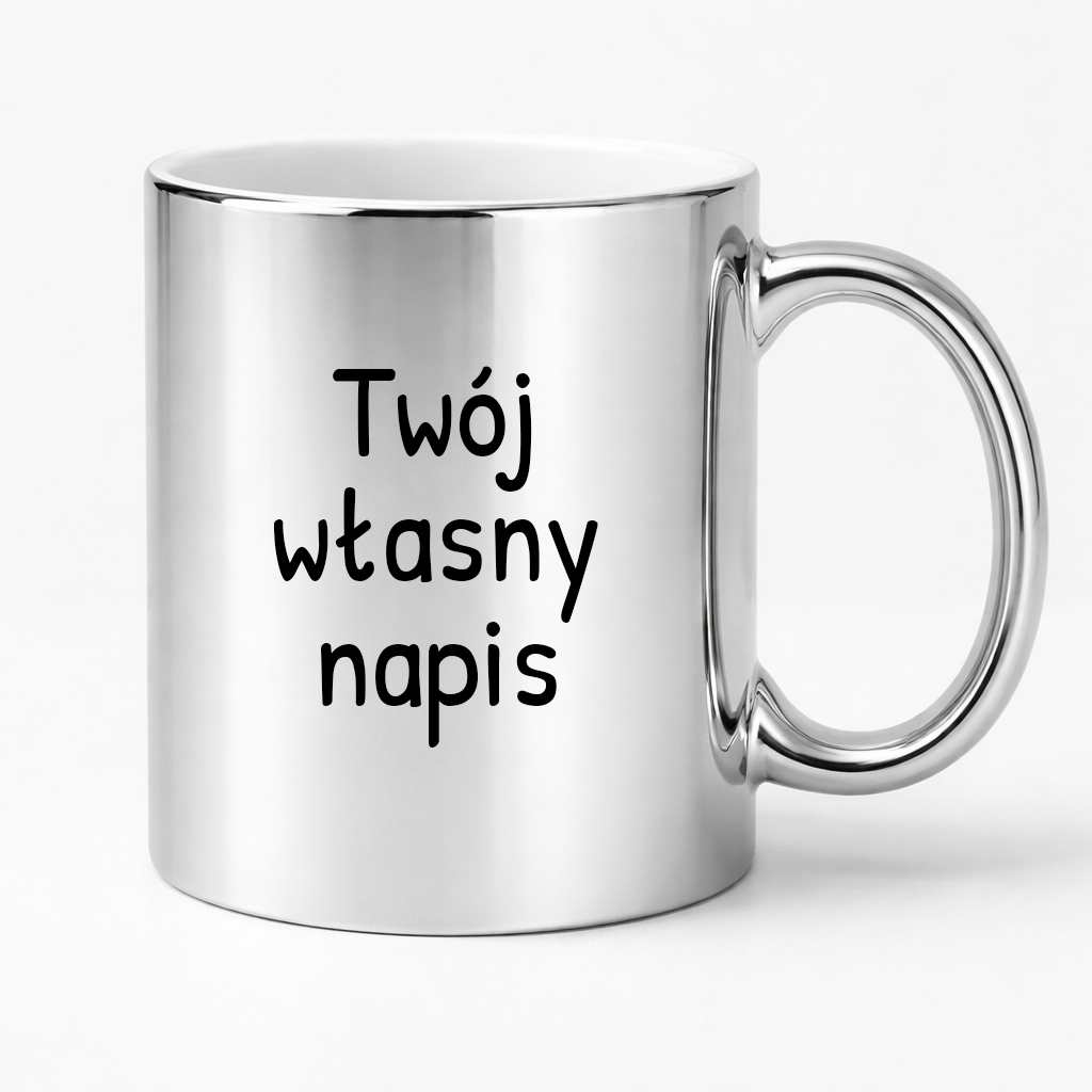 Kubek SREBRNY z własnym napisem