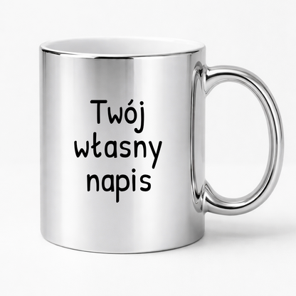 Kubek SREBRNY z własnym napisem