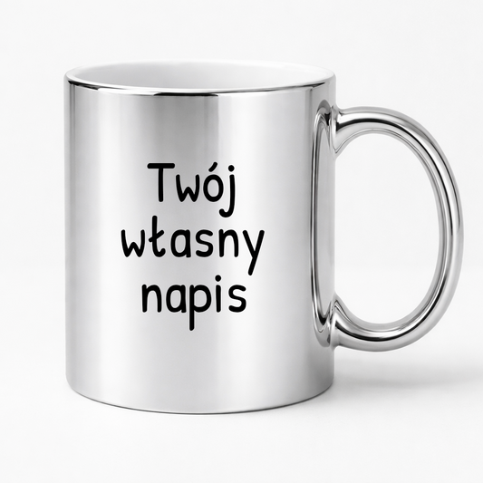 Kubek SREBRNY z własnym napisem