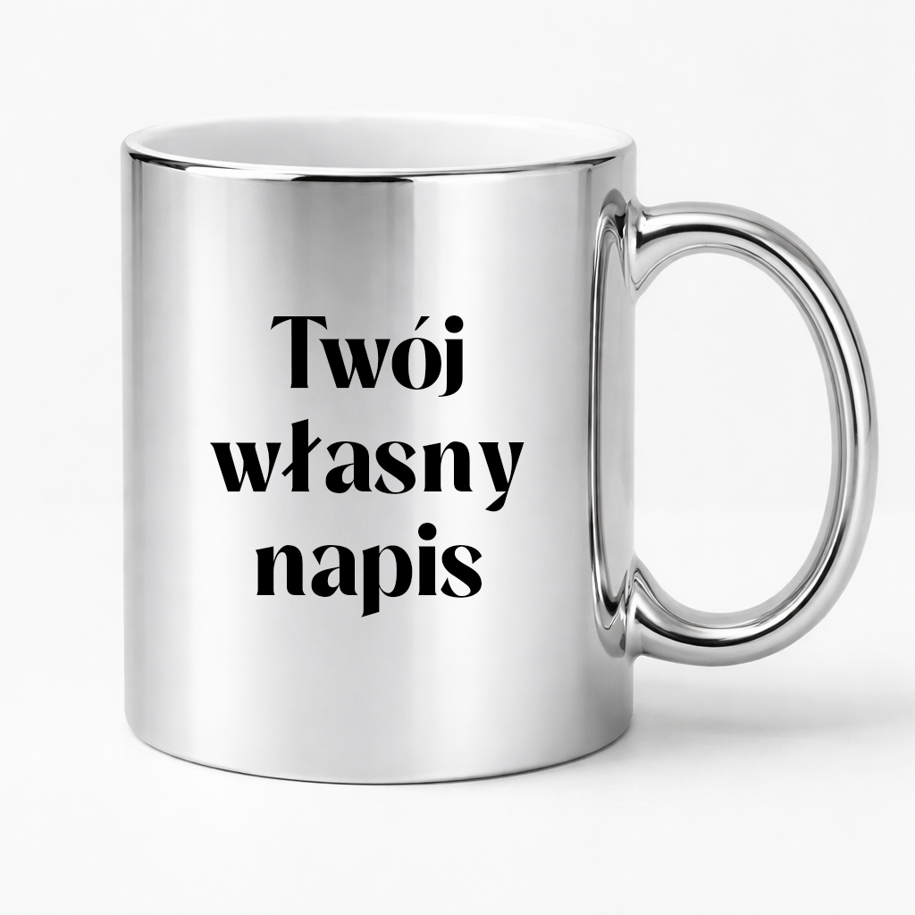 Kubek SREBRNY z własnym napisem
