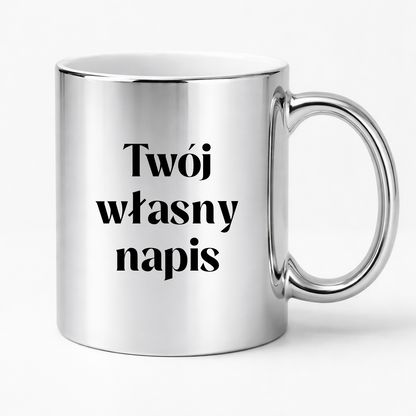 Kubek SREBRNY z własnym napisem