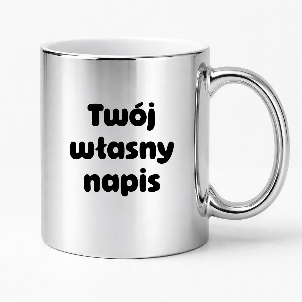 Kubek SREBRNY z własnym napisem