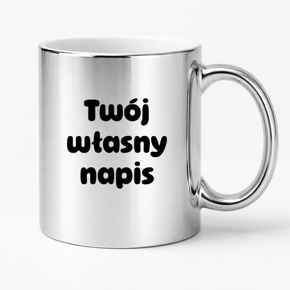 Kubek SREBRNY z własnym napisem