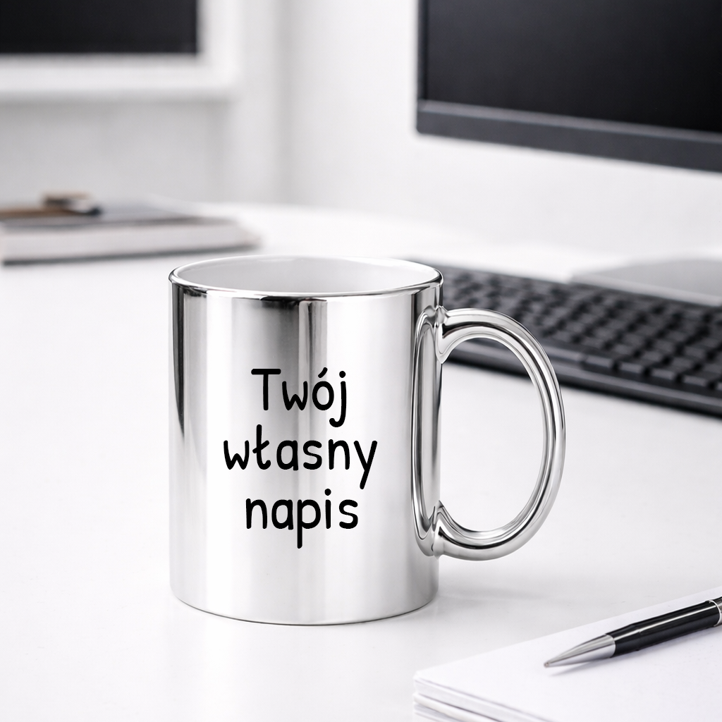 Kubek SREBRNY z własnym napisem