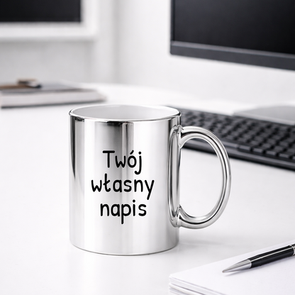 Kubek SREBRNY z własnym napisem