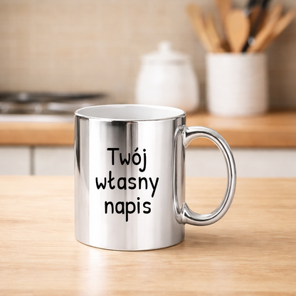 Kubek SREBRNY z własnym napisem