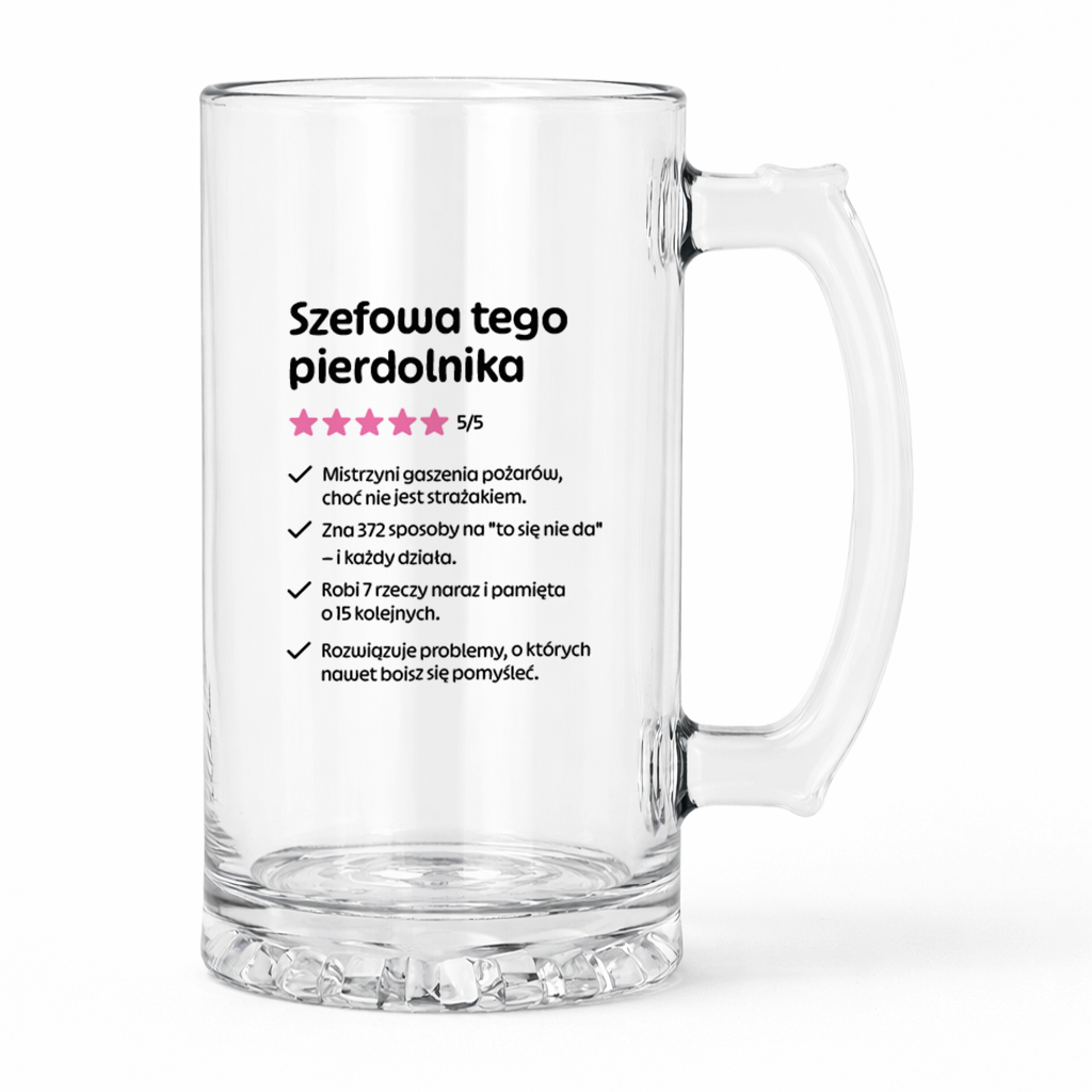 KUFEL z nadrukiem "Szefowa tego pierdolnika"