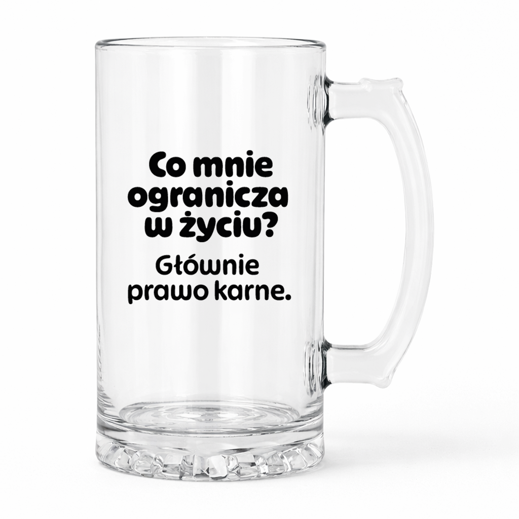 KUFEL z nadrukiem "Co mnie ogranicza? Głównie prawo karne."