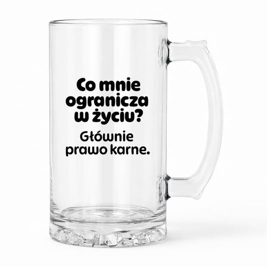 KUFEL z nadrukiem "Co mnie ogranicza? Głównie prawo karne."