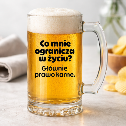 KUFEL z nadrukiem "Co mnie ogranicza? Głównie prawo karne."