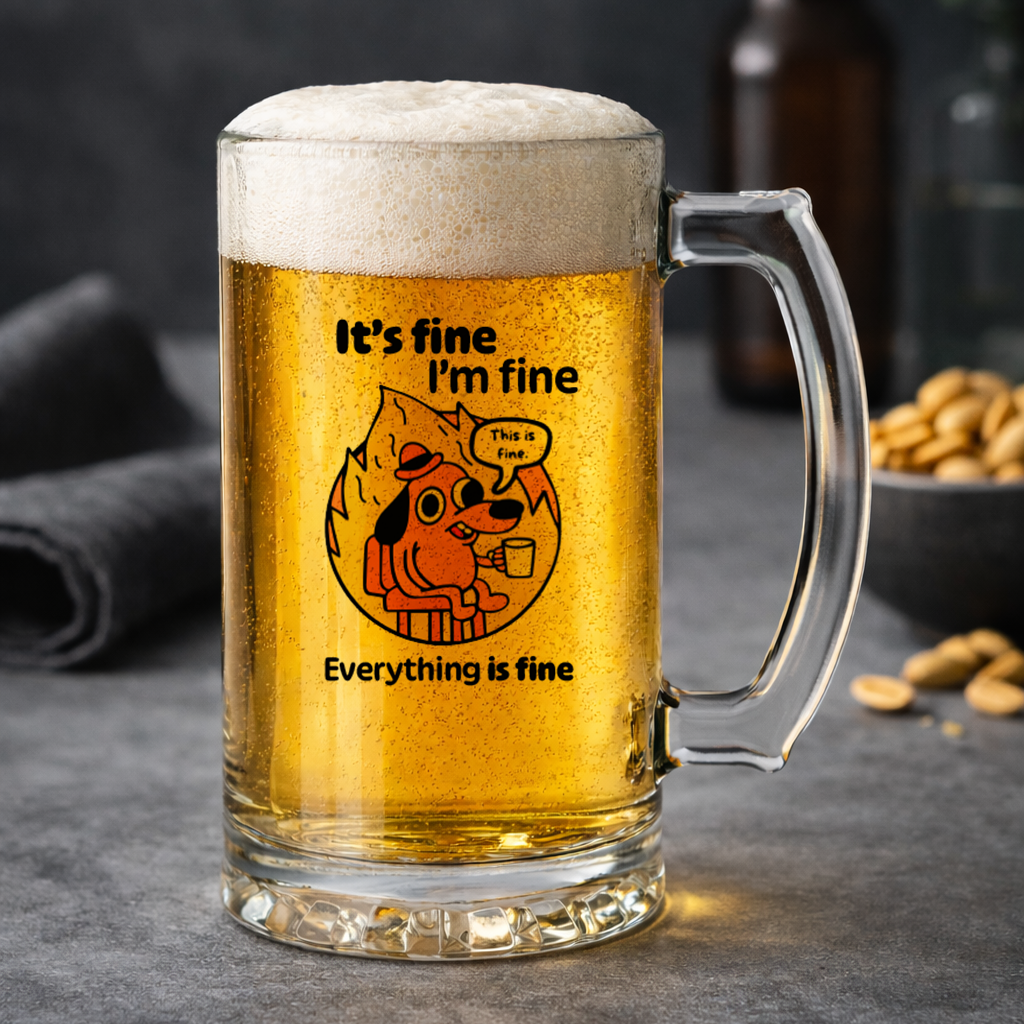 KUFEL z nadrukiem "It's fine, I'm fine, Everything is fine"