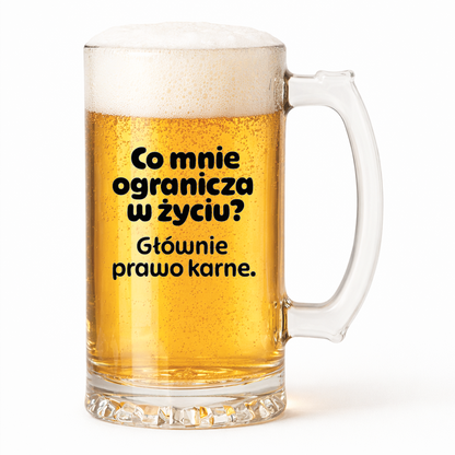KUFEL z nadrukiem "Co mnie ogranicza? Głównie prawo karne."