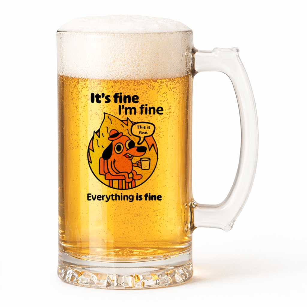 KUFEL z nadrukiem "It's fine, I'm fine, Everything is fine"