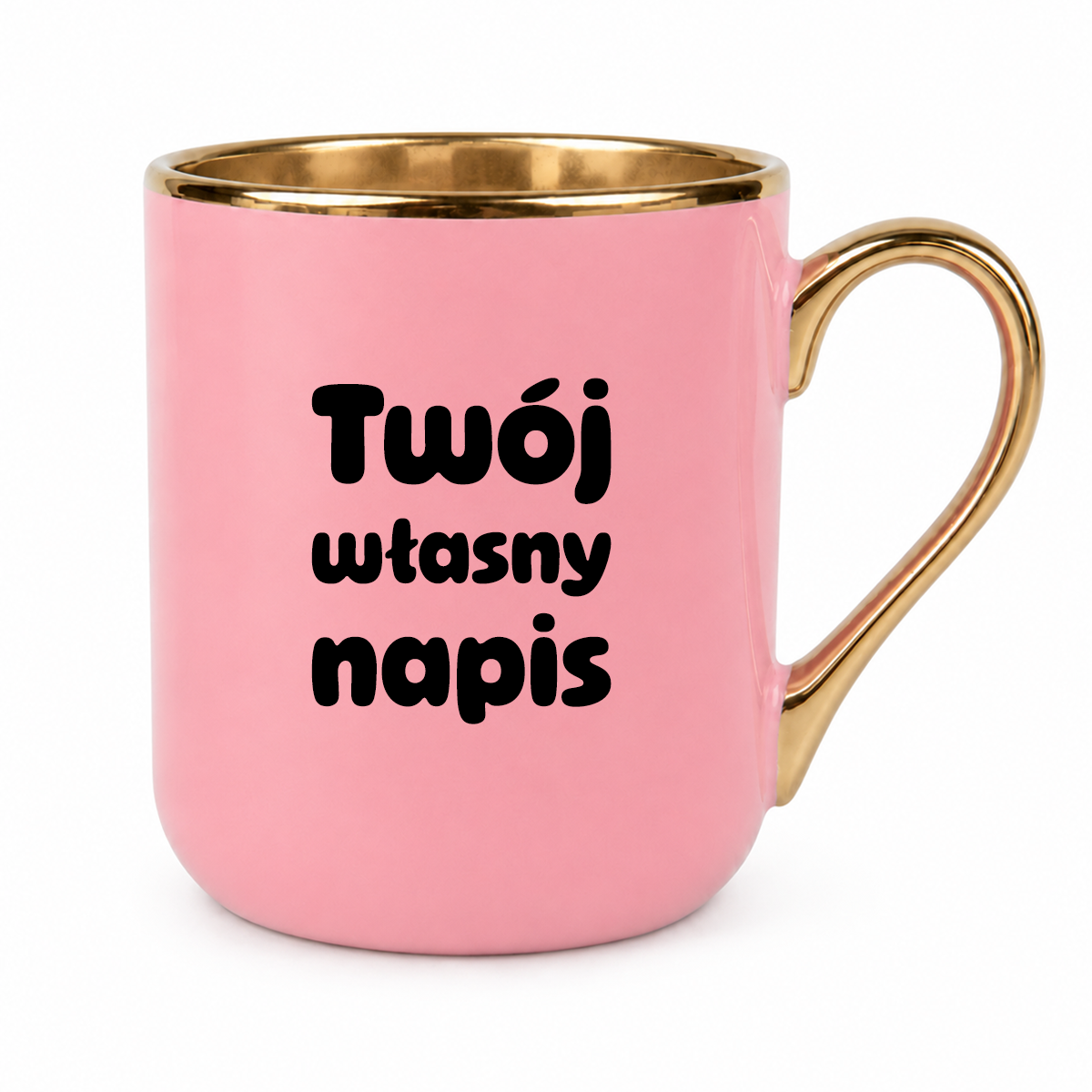 Kubek z własnym napisem ✨ STYLE ✨ różowo - złoty