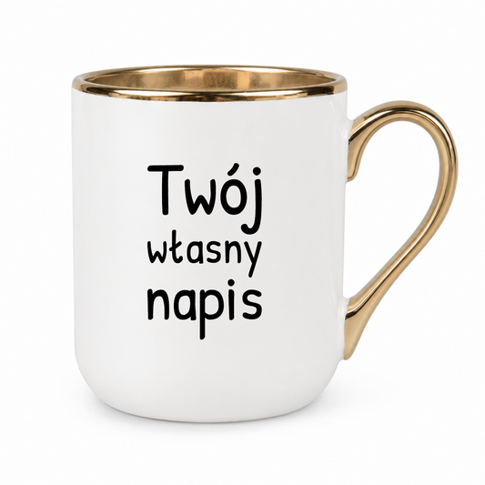 Kubek z własnym napisem ✨PREMIUM✨ biało - złoty