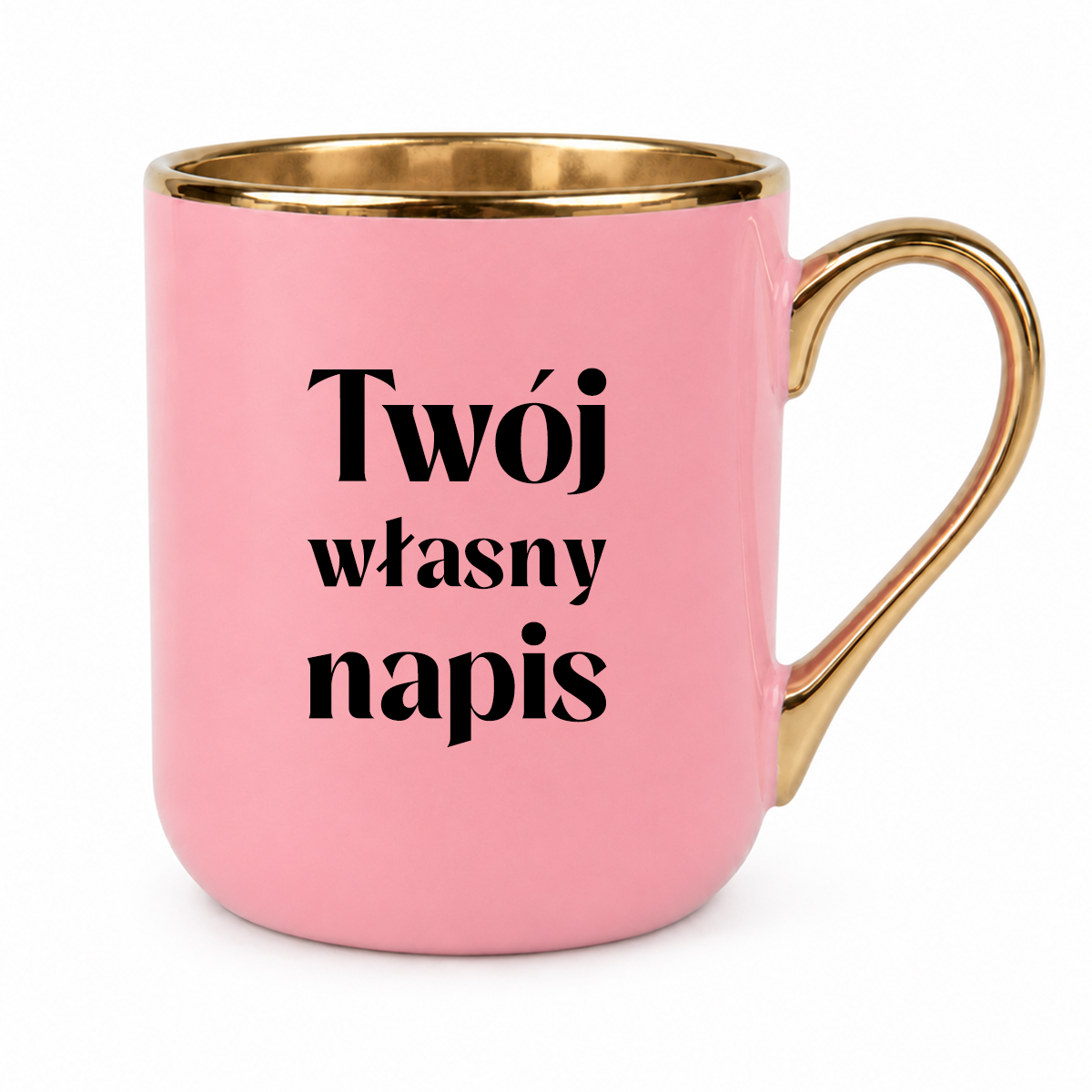 Kubek z własnym napisem ✨ STYLE ✨ różowo - złoty