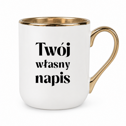 Kubek z własnym napisem ✨ STYLE ✨ biało - złoty