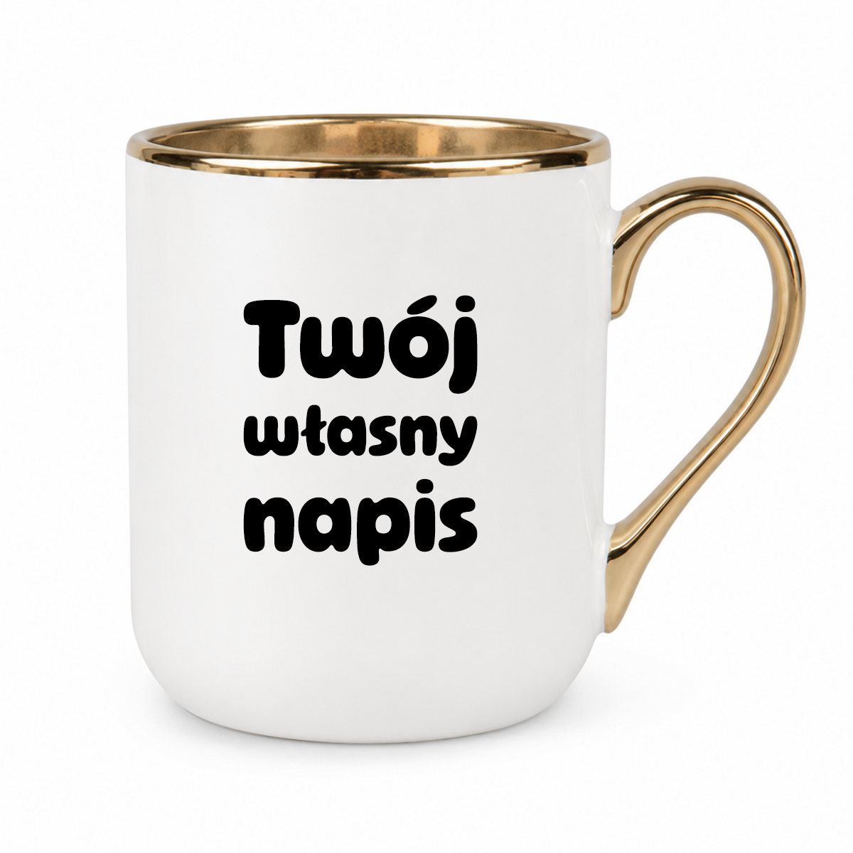 Kubek z własnym napisem ✨ STYLE ✨ biało - złoty
