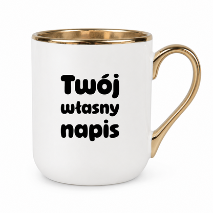 Kubek z własnym napisem ✨ STYLE ✨ biało - złoty