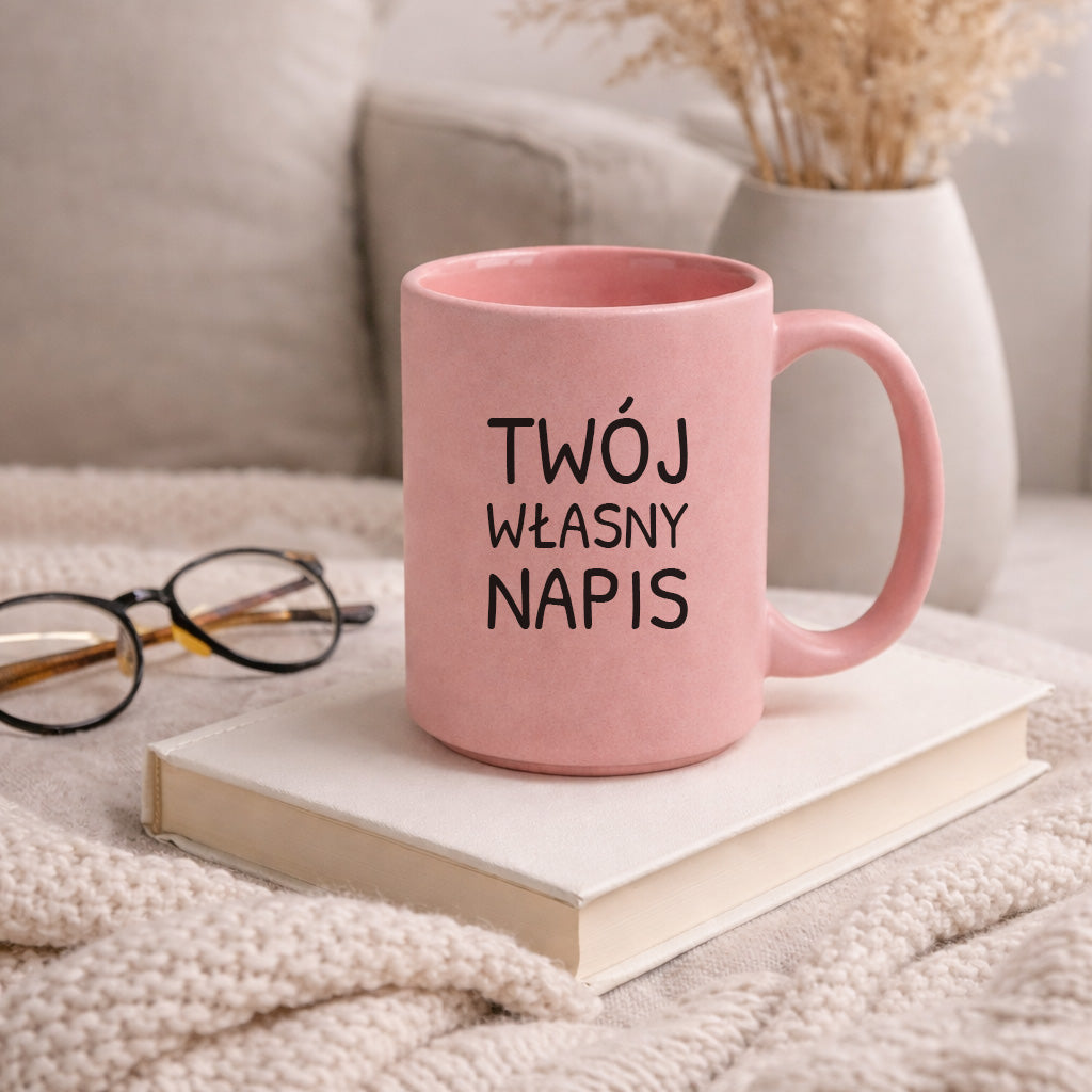 Kubek różowy 440 ml z własnym napisem