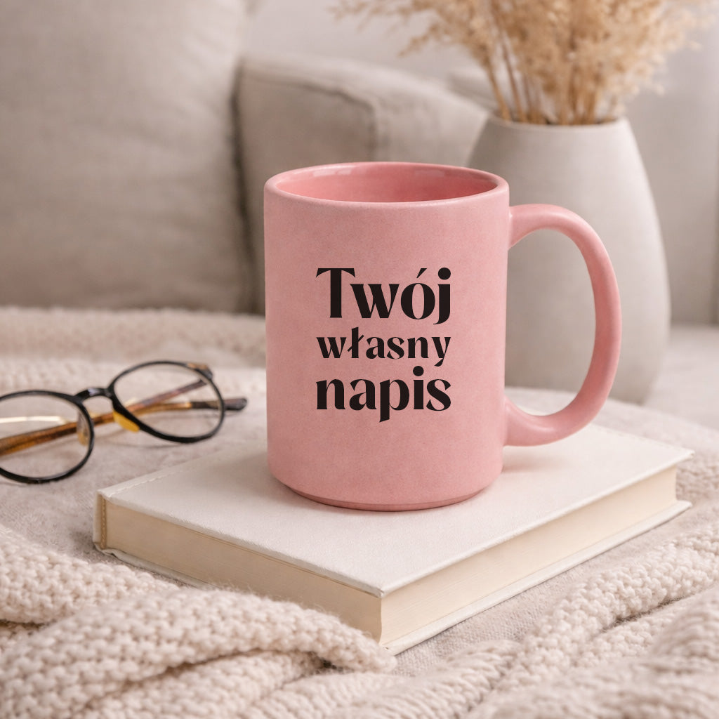 Kubek różowy 440 ml z własnym napisem