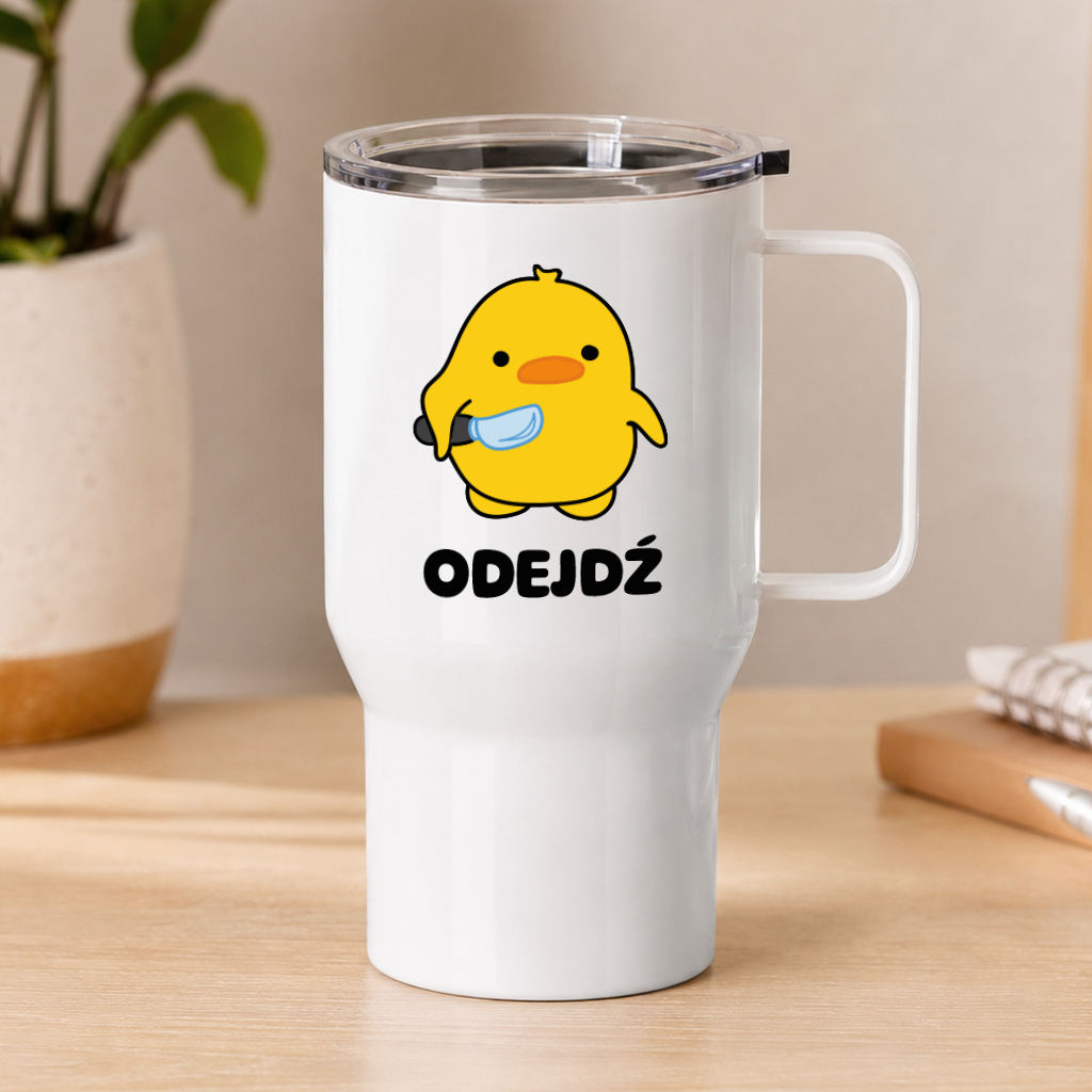 Kubek termiczny z nadrukiem "Odejdź"