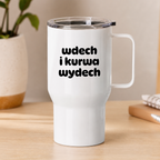 Kubek termiczny z nadrukiem "wdech i kurwa wydech"