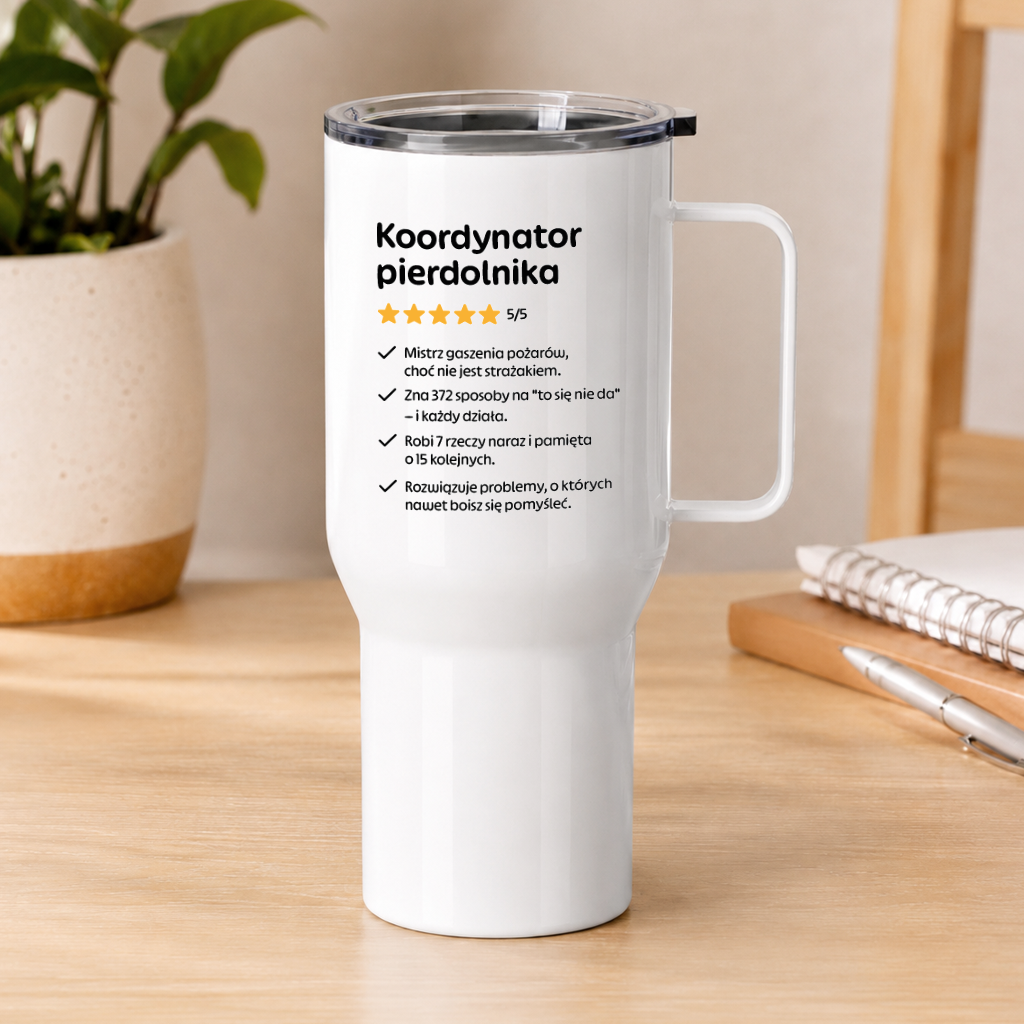 Kubek termiczny z nadrukiem "Koordynator pierdolnika"