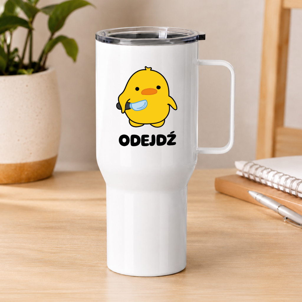 Kubek termiczny z nadrukiem "Odejdź"