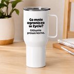 Kubek termiczny z nadrukiem "Co mnie ogranicza? Głównie prawo karne."