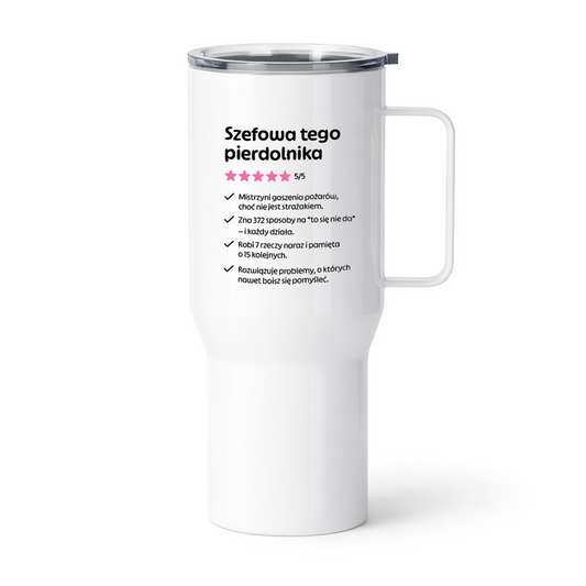 Kubek termiczny z nadrukiem "Szefowa tego pierdolnika"