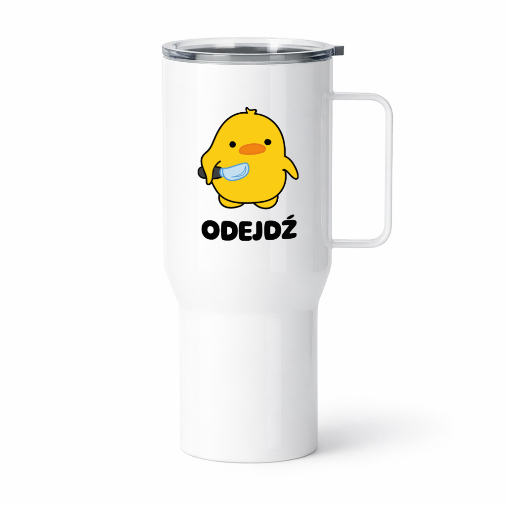 Kubek termiczny z nadrukiem "Odejdź"