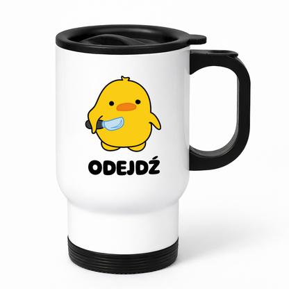 Kubek termiczny z nadrukiem "Odejdź"