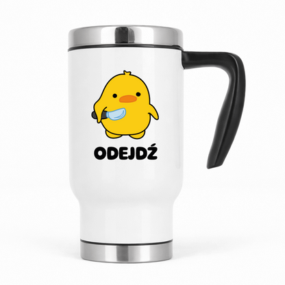 Kubek termiczny z nadrukiem "Odejdź"