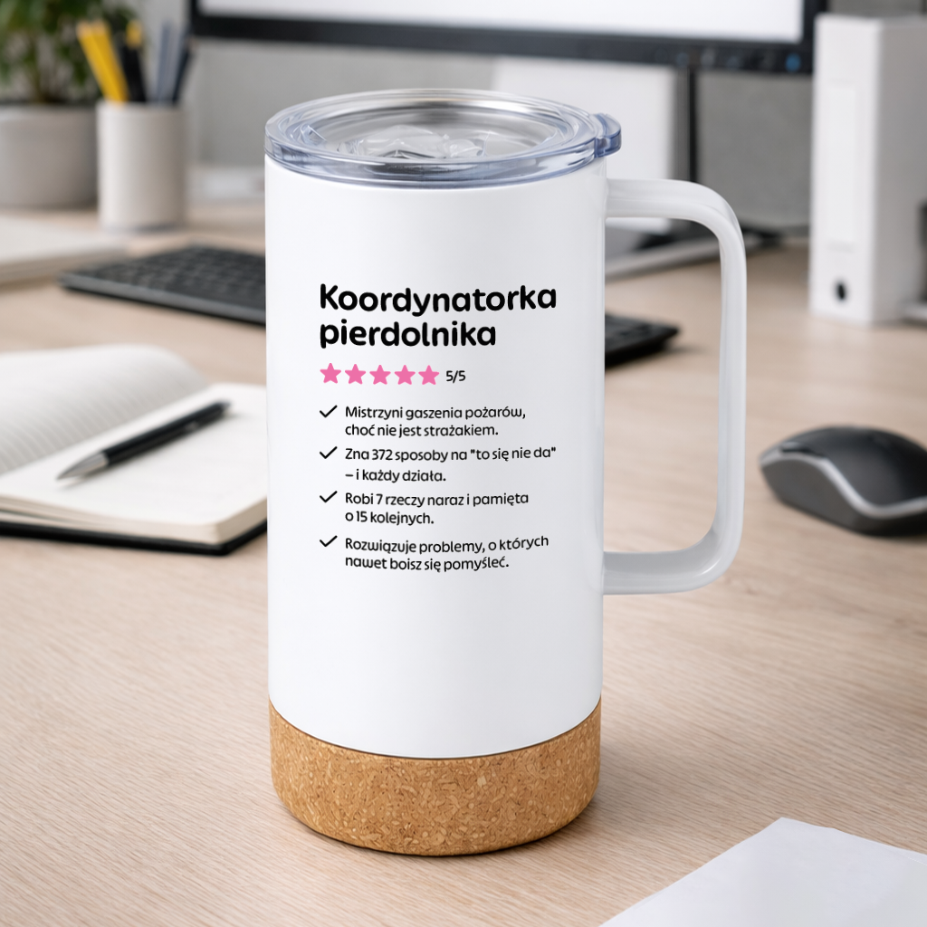 Kubek termiczny z nadrukiem "Koordynatorka pierdolnika"
