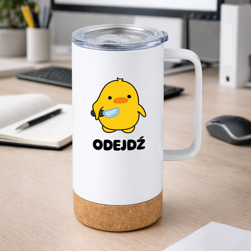 Kubek termiczny z nadrukiem "Odejdź"