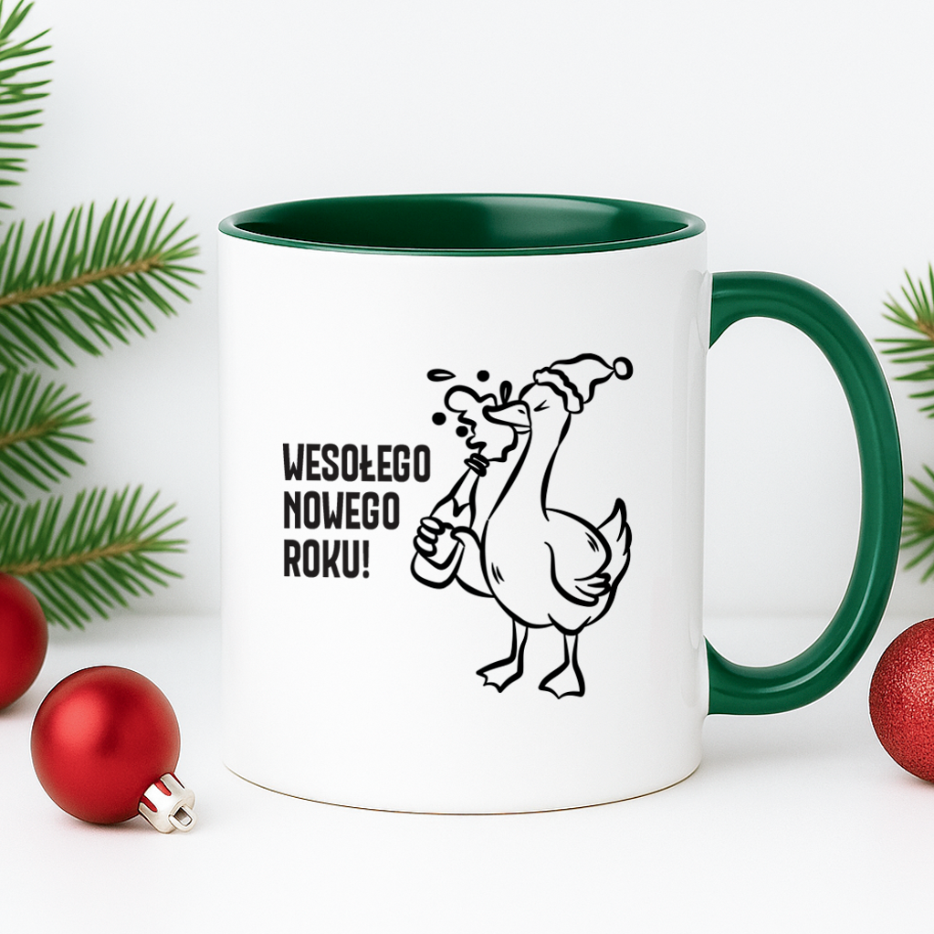 Kubek świąteczny z GĄSKĄ - "WESOŁEGO NOWEGO ROKU"