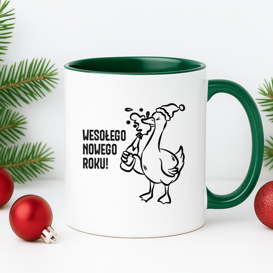 Kubek świąteczny z GĄSKĄ - "WESOŁEGO NOWEGO ROKU"