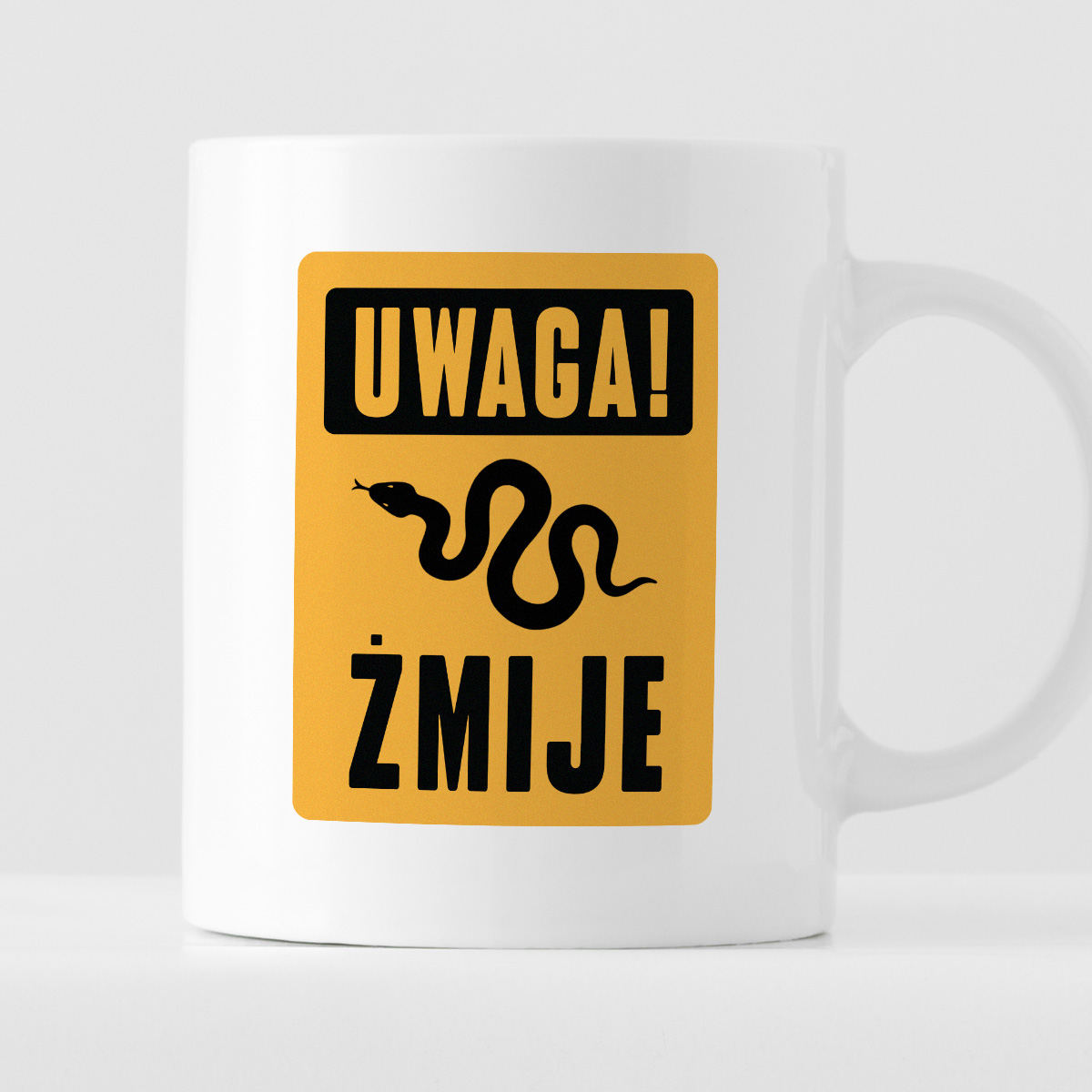 Kubek z nadrukiem "UWAGA! ŻMIJE" zdjęcie 1