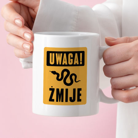 Kubek z nadrukiem "UWAGA! ŻMIJE" zdjęcie 4