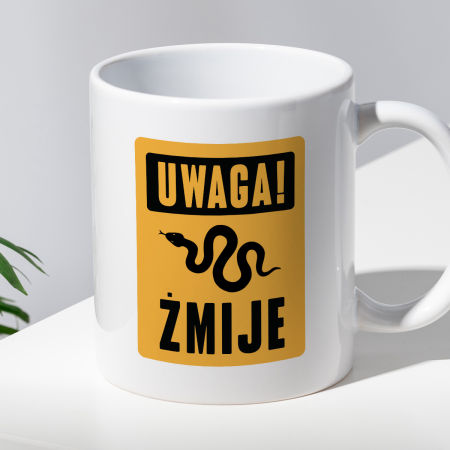 Kubek z nadrukiem "UWAGA! ŻMIJE" zdjęcie 2