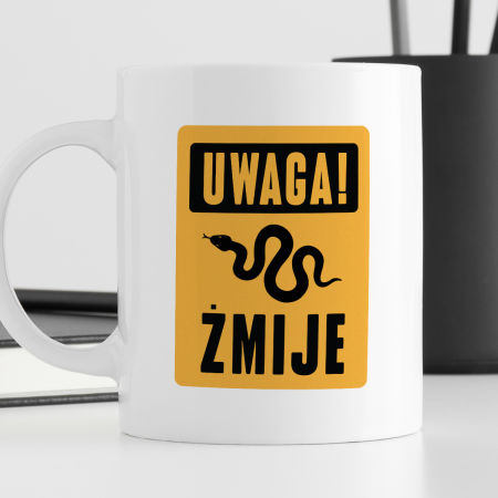 Kubek z nadrukiem "UWAGA! ŻMIJE" zdjęcie 3