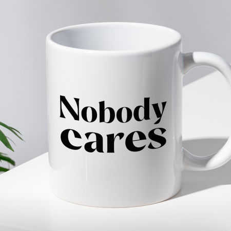 Kubek z nadrukiem "Nobody cares" zdjęcie 2